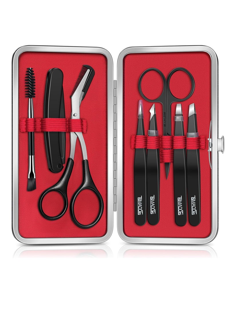 TsMADDTs TsMADDTs Eyebrow Kit, 8 in 1 Eyebrow Trimmer Scissors, Eyebrow Tweezers, Eyebrow Razor, Eyebrow Brush with Travel Bag, Eyebrow Trimmer Set for Women and Men, Professional Eyebrow Shaping Grooming Kit  - Image 1
