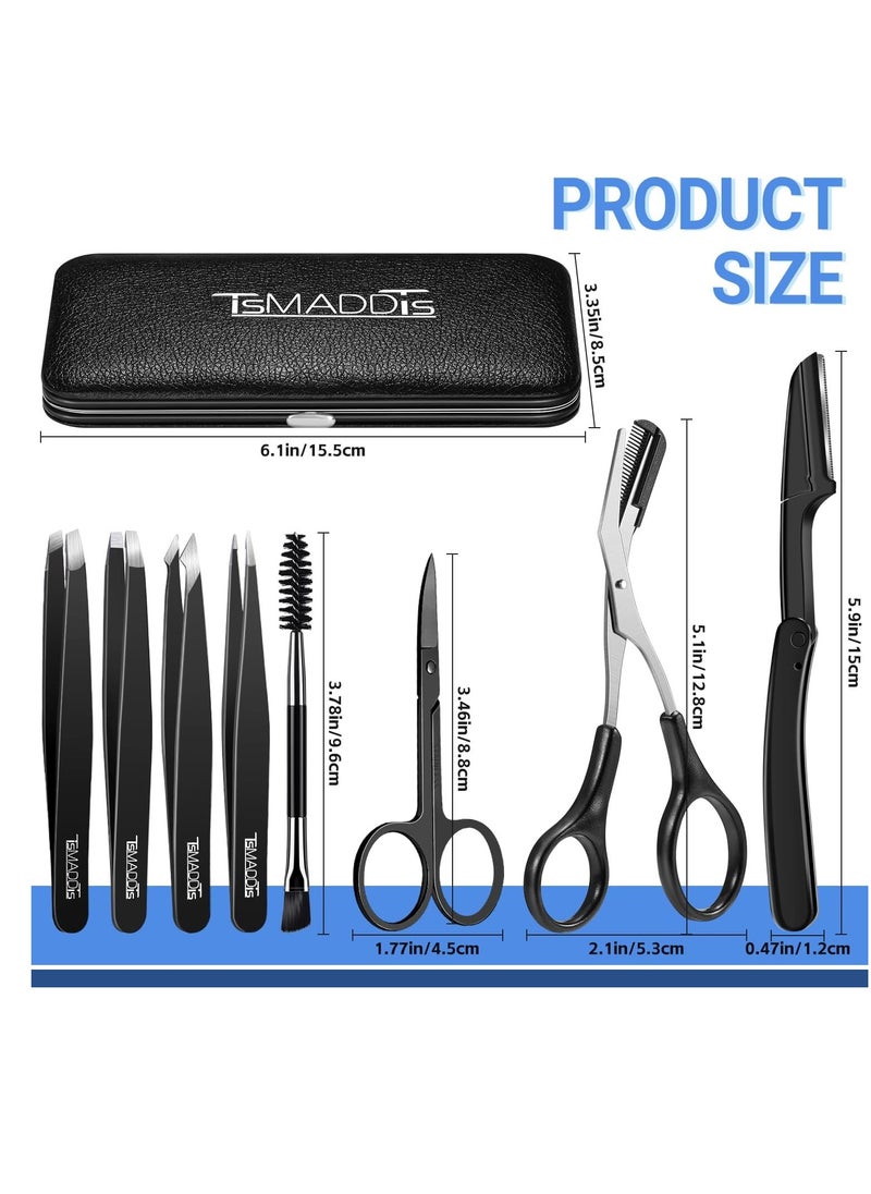 TsMADDTs TsMADDTs Eyebrow Kit, 8 in 1 Eyebrow Trimmer Scissors, Eyebrow Tweezers, Eyebrow Razor, Eyebrow Brush with Travel Bag, Eyebrow Trimmer Set for Women and Men, Professional Eyebrow Shaping Grooming Kit  - Image 2
