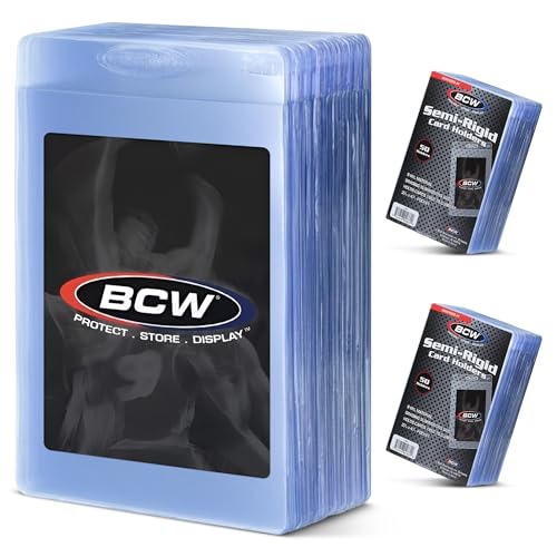 BCW Semi Rigid Card Holder 1 100 Pack Semi Rigid Card Sleeves for Grading Preparation Protective Holders for Sports Trading Cards - Image 1