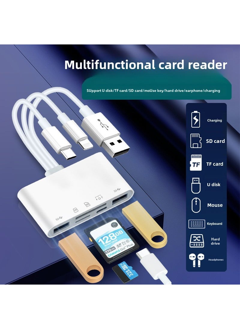 Generic - 4-in-1 Type-C OTG Card Reader for Android HuaweiUpgraded 3-wire 5-in -1 [Read TF/SD Dual USB TC Multifunction] Read Hard Disk Upgraded 3-wire 5-in -1 [Read TF/SD Dual USB TC Multifunction] Read Hard Disk - Image 1