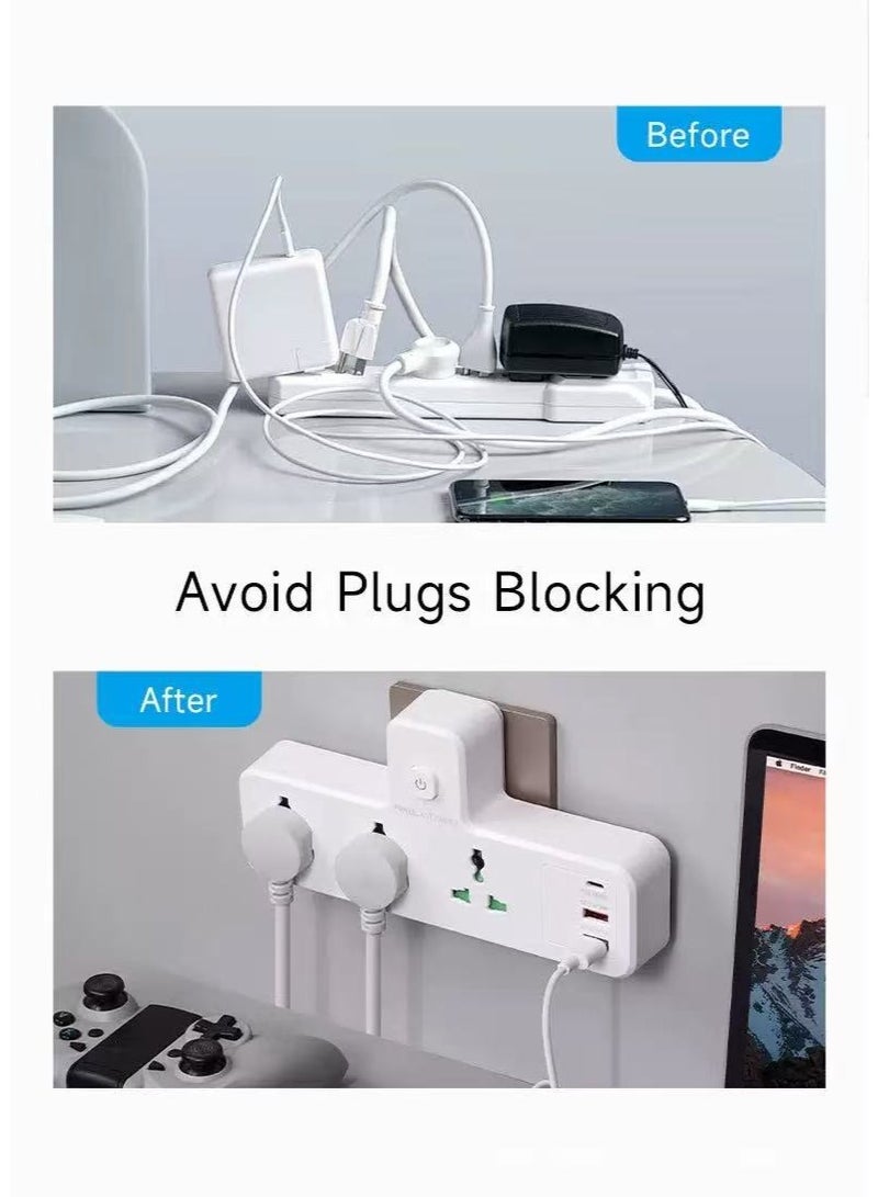 باور مقبس توسعة متعدد مع مصباح ليلي، محول طاقة توسعة عالمي مع منفذين USB-A ومنفذ واحد USB-C (منافذ شاحن سريع)، مقبس شحن جداري توسيع ثلاثي الوظائف. - Image 3