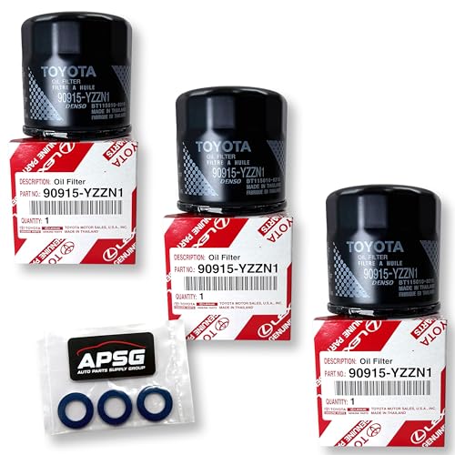 APSG Genuine Oil Filter 90915-YZZN1 / 90915-YZZF2 with APSG Drain Plug Washers | 3 PACK | Compatible with Toyota/Lexus/Scion - Image 1