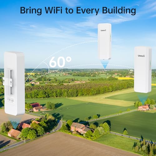 UeeVii Dual-Band Wireless Bridge Router Kit | 2.4G 5.8G WiFi Bridge | 5KM Point to Point Wireless Bridge Outdoor Network for Starlink Extender for Barn/Shop | IP65 Weatherproof | Plug & Play - Image 5
