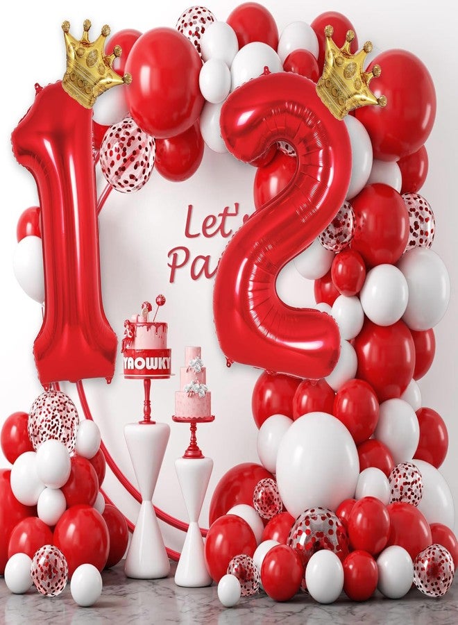Florisland Red 55 Balloon Numbers 40 Inch Giant 55th Birthday Balloon, Helium Mylar Foil Number 55 Balloons for Red and Gold Birthday Party Decorations Supplies for Men Women, Crown Balloons - Image 4