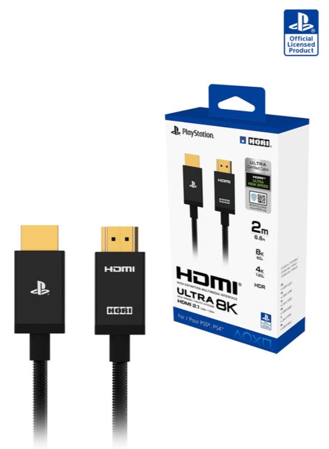 هوري كابل HDMI فائق السرعة 2.0 متر من النايلون المضفر مع 8K/60 إطارًا في الثانية و4K/120 إطارًا في الثانية لجهاز Playstation 5 - مرخص رسميًا من سوني - Image 4