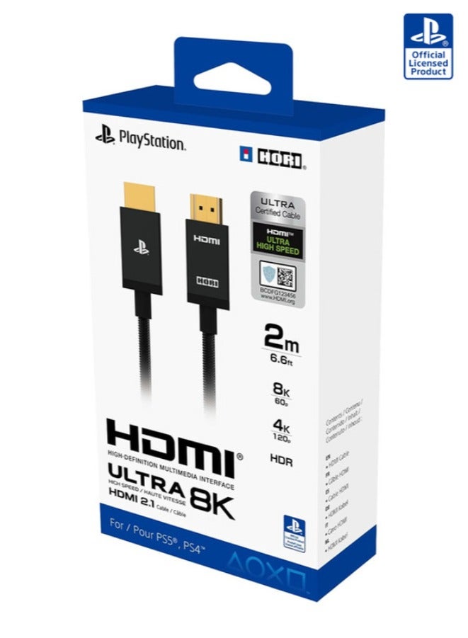 هوري كابل HDMI فائق السرعة 2.0 متر من النايلون المضفر مع 8K/60 إطارًا في الثانية و4K/120 إطارًا في الثانية لجهاز Playstation 5 - مرخص رسميًا من سوني - Image 2
