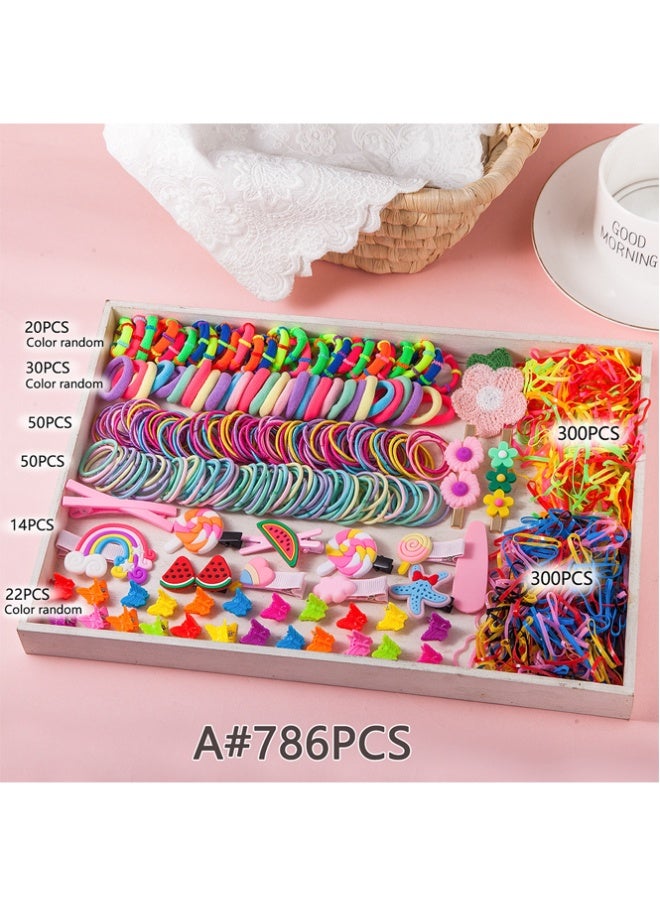 QINGYAN 786 Pack Baby Girl Accessories, Girls Accessories, Hair Clips For Girls, Girls Hair Accessories Set, Colorful Elastic Hair Ties and Cute Hair Clips, Soft Stretchy No Damage, for Toddler Girls Daily Styling, Parties and Back to School - Image 2