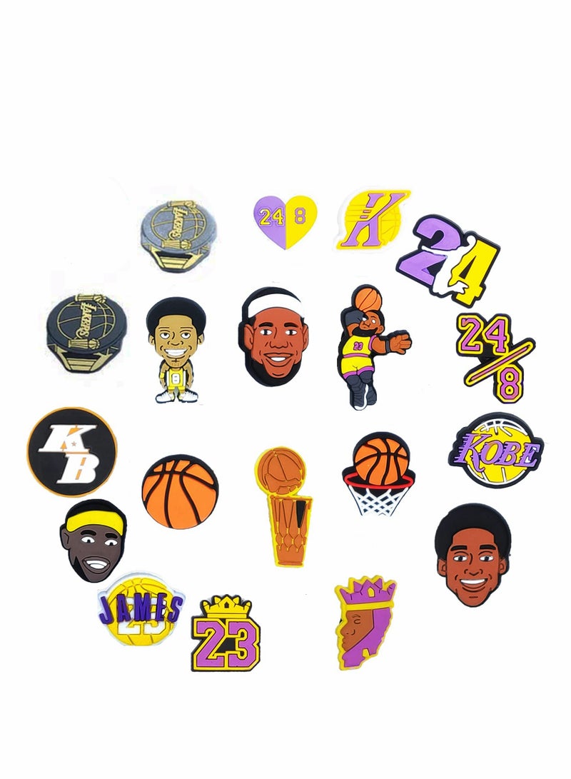 Colorful PVC Shoe Charms for Crocs and Sandals, 19 Pcs Basketball Themed Accessories for Kids and Adults, Perfect Birthday Gifts and Party Favors - Image 1