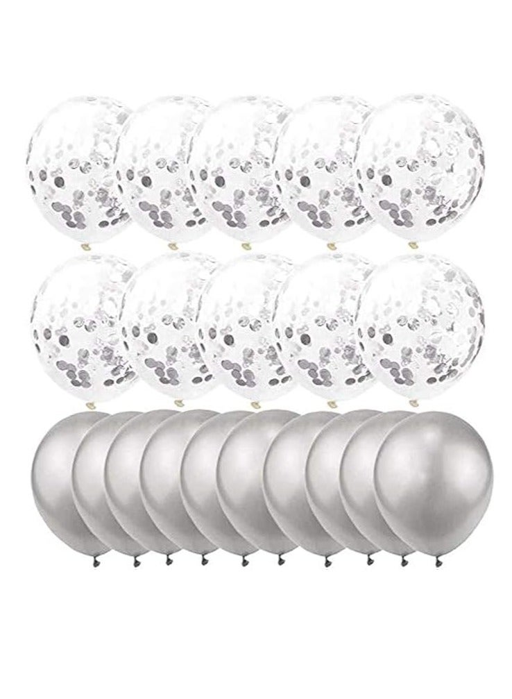 مجموعة 20 قطعه بالونات فضي عدد 1