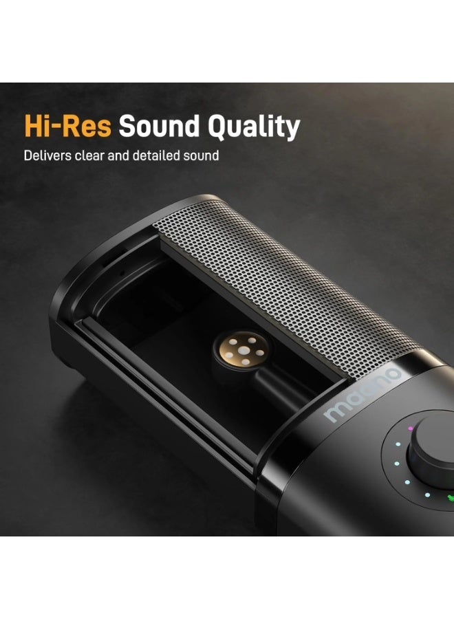 ماونو مايكروفون MAONO PM450S StreamerWave USB كوندنسر مع ذراع احترافي، إضاءة RGB، نمط Cardioid، إلغاء ضوضاء، جودة 24bit/48kHz، أسود - Image 2