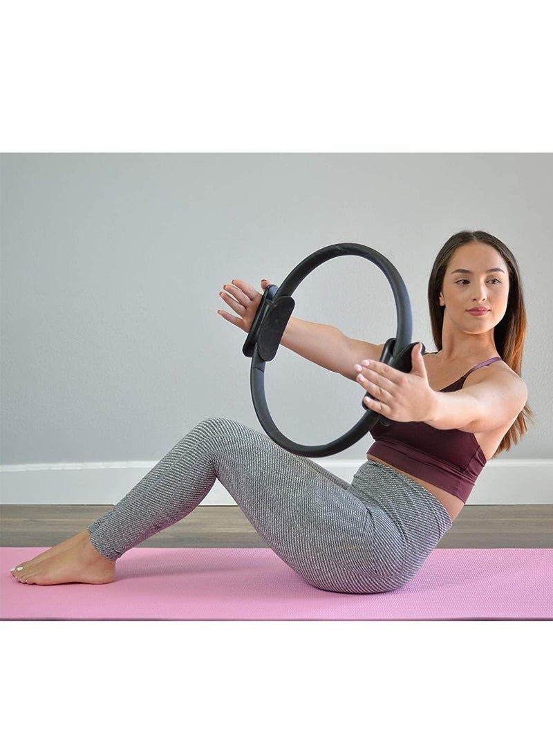 Cuken Pilates Ring, Double Handle Pilates Ring with Non-Slip, Padded Handle, Fitness Ring Magic Circle for Toning Arms, Thighs Against Legs (Black) - Image 4