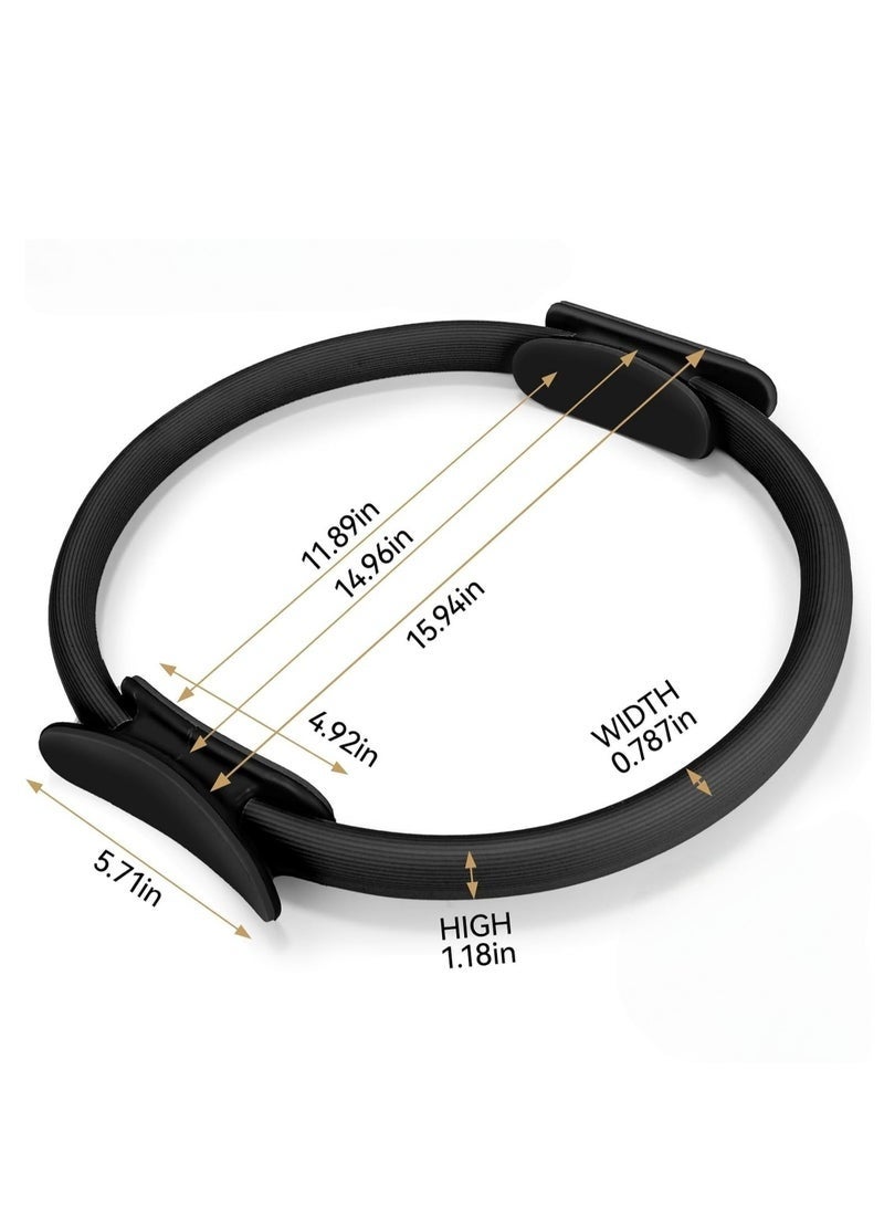 Cuken Pilates Ring, Double Handle Pilates Ring with Non-Slip, Padded Handle, Fitness Ring Magic Circle for Toning Arms, Thighs Against Legs (Black) - Image 2