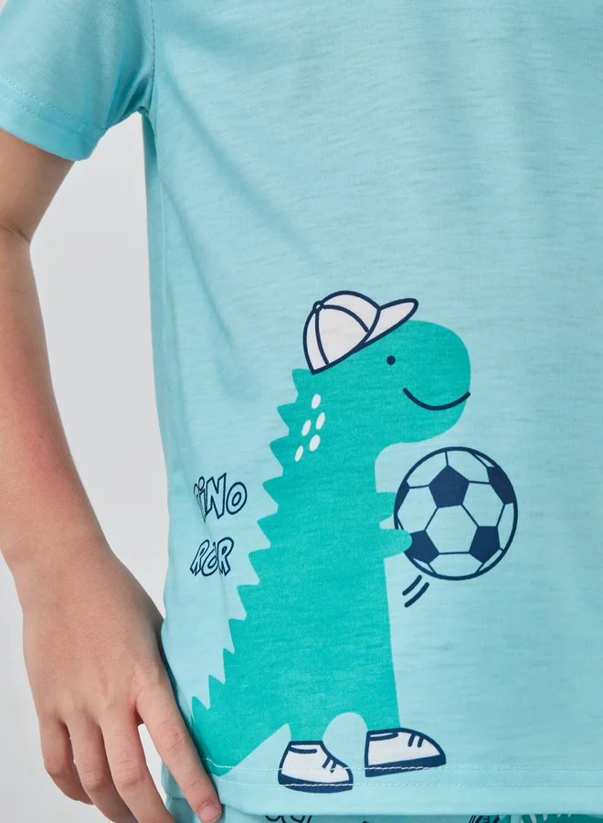 Styli Styli Graphic Print Short Sleeve T-Shirt and Shorts Pyjama Set
