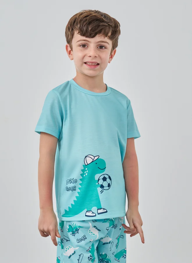 Styli Styli Graphic Print Short Sleeve T-Shirt and Shorts Pyjama Set
