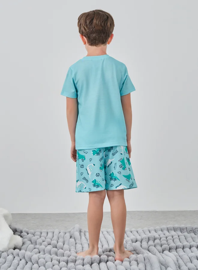 Styli Styli Graphic Print Short Sleeve T-Shirt and Shorts Pyjama Set