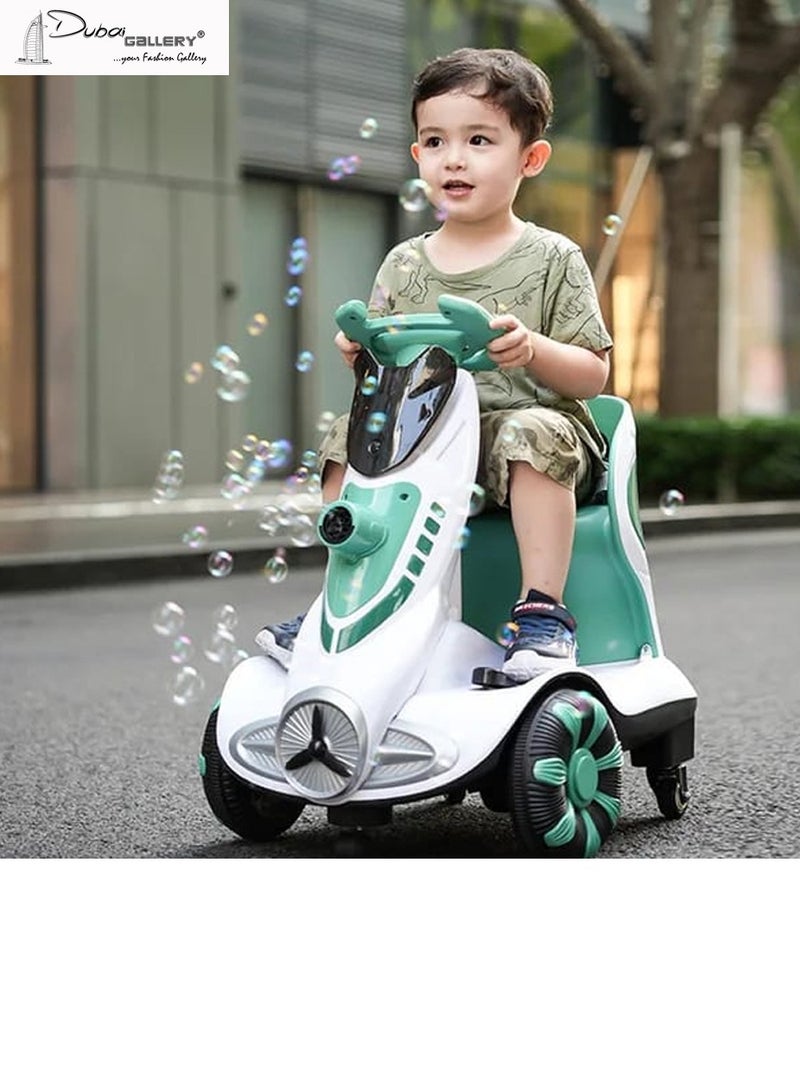 DubaiGallery 360 degree rotating car bubble balance boys and girls electric scooter for kids with Music remote control  - Image 1