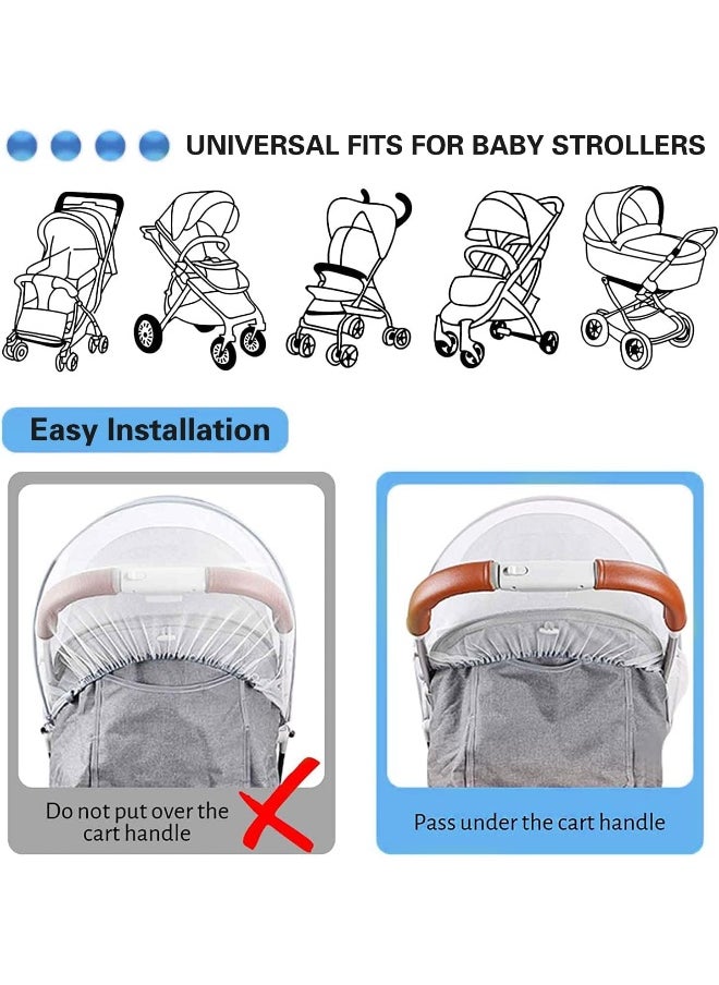 ECVV - High-Density Baby Stroller Mosquito Net Full Cover Mosquito Netting Multipurpose Breathable Infant Bug Net for Baby Carriers, Pram, Stroller, Car Seats, Cradles (White) - Image 1