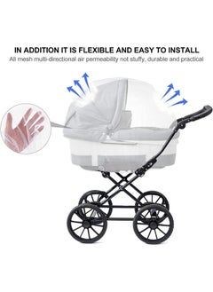 ECVV High-Density Baby Stroller Mosquito Net Full Cover Mosquito Netting Multipurpose Breathable Infant Bug Net for Baby Carriers, Pram, Stroller, Car Seats, Cradles (White)  - Image 3