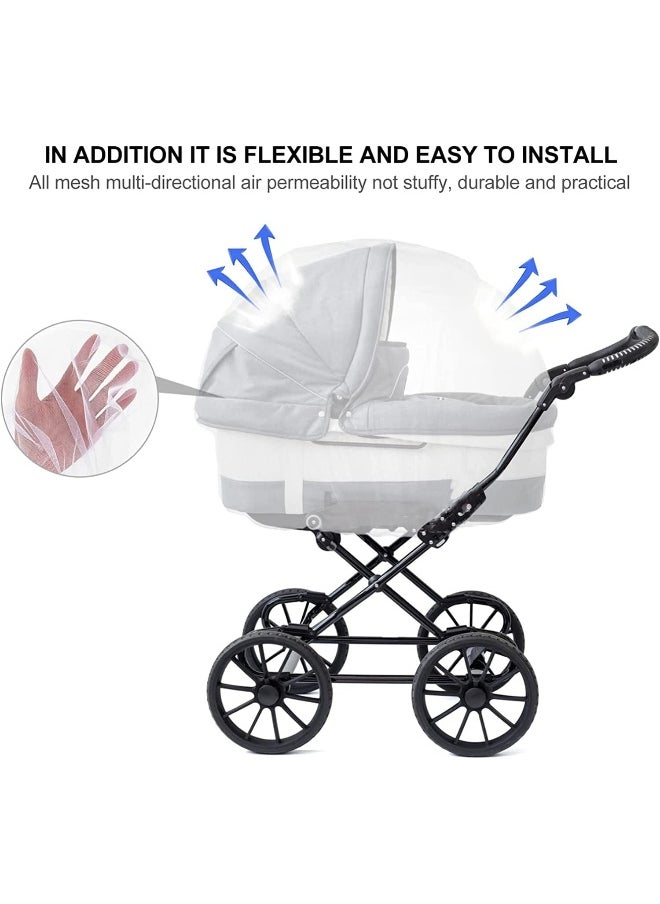 ECVV - High-Density Baby Stroller Mosquito Net Full Cover Mosquito Netting Multipurpose Breathable Infant Bug Net for Baby Carriers, Pram, Stroller, Car Seats, Cradles (White) - Image 1