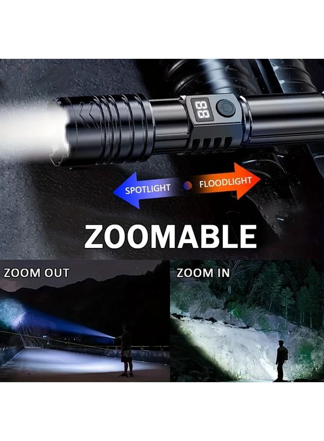 1pc Portable LED Flashlight USB Rechargeable Zoomable Super Bright Work Light - Image 5