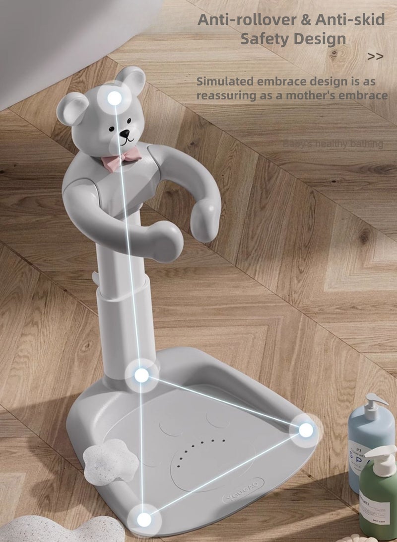 MiniJones Hugable Bear Bathing Stand Adjustable Height Bathing Station with Non-slip Base Bathtub Shower Stand Bath Accessories for Toddlers and Infants Above 6 Months - Image 2