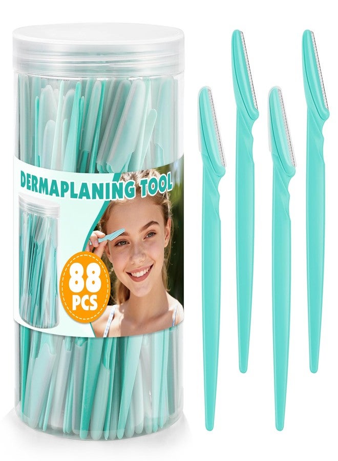 Phyyixs 88 Pcs Dermaplaning Tool & Face Razors for Women in Storage Jar – Seafoam Coastal Style, Eyebrow Razor with Safety Covers for Women & Men, Ideal Summer Skincare Gift - Image 1