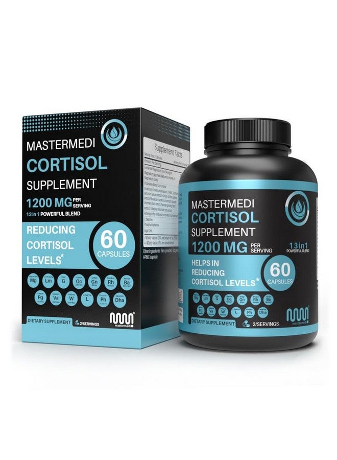 mastermedi Cortisol Support Supplement - Adaptogen & Nootropic Blend with Ashwagandha, Magnesium, Lion’s Mane & GABA - 60 Vegan Capsules - Image 1