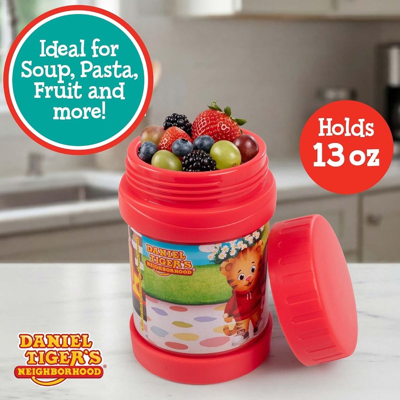 SCS Direct Daniel Tiger's Neighborhood Stainless Steel 13 oz Food Jar for Kids, Red -Double Wall Insulated, Leak-Proof thermos Jar Keeps Liquids & Food Hot or Cold for Hours-Fits Inside All Lunch Boxes & Bags - Image 4