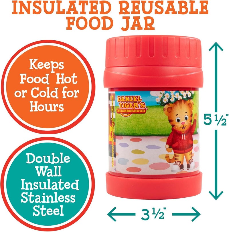 SCS Direct Daniel Tiger's Neighborhood Stainless Steel 13 oz Food Jar for Kids, Red -Double Wall Insulated, Leak-Proof thermos Jar Keeps Liquids & Food Hot or Cold for Hours-Fits Inside All Lunch Boxes & Bags - Image 3