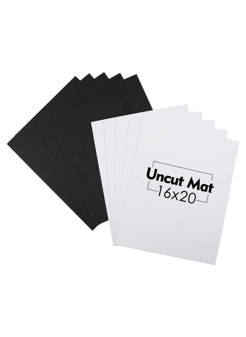 MBC MAT BOARD CENTER Mat Board Center Pack of 10 16x20 Uncut Matte Boards White and Black Backing Mat Boards for Prints Frames Photos Crafts 