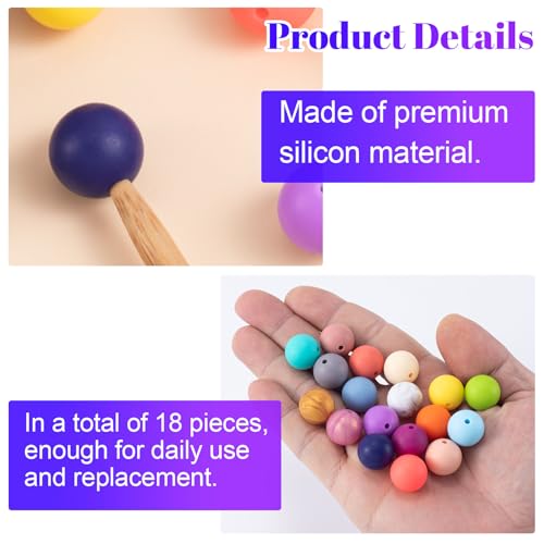 Mxxipp 18pcs Beads Knitting Needle Stoppers 15mm Macaron Round Silicone Knitting Needles Point Protectors Needle Tip Cover Knitting Tool Needle End Caps for Knitting - Image 3
