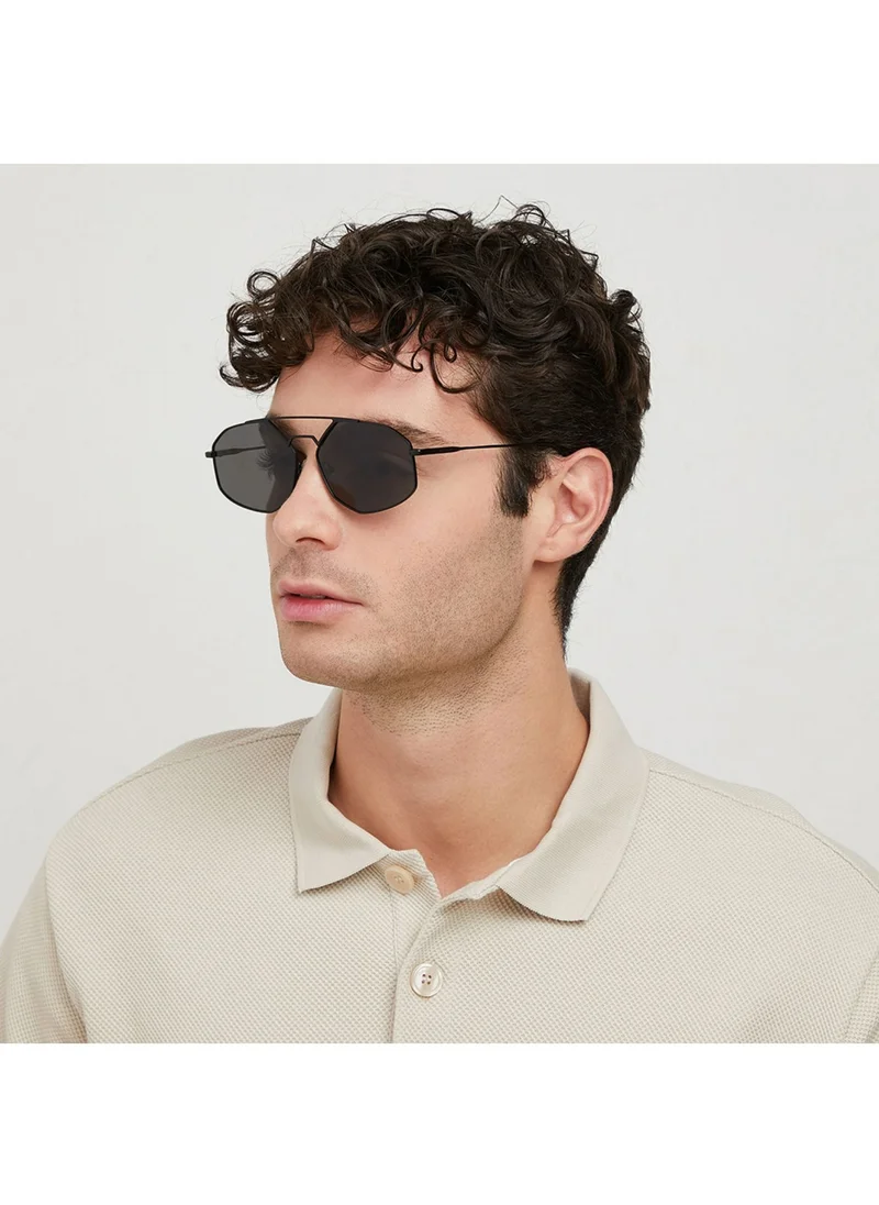 30Sundays POIRET - La French Collection Men Gray Sunglasses - Frame Material: Metal - Lens Color: Gray- Frame Color: Black - Full Rim