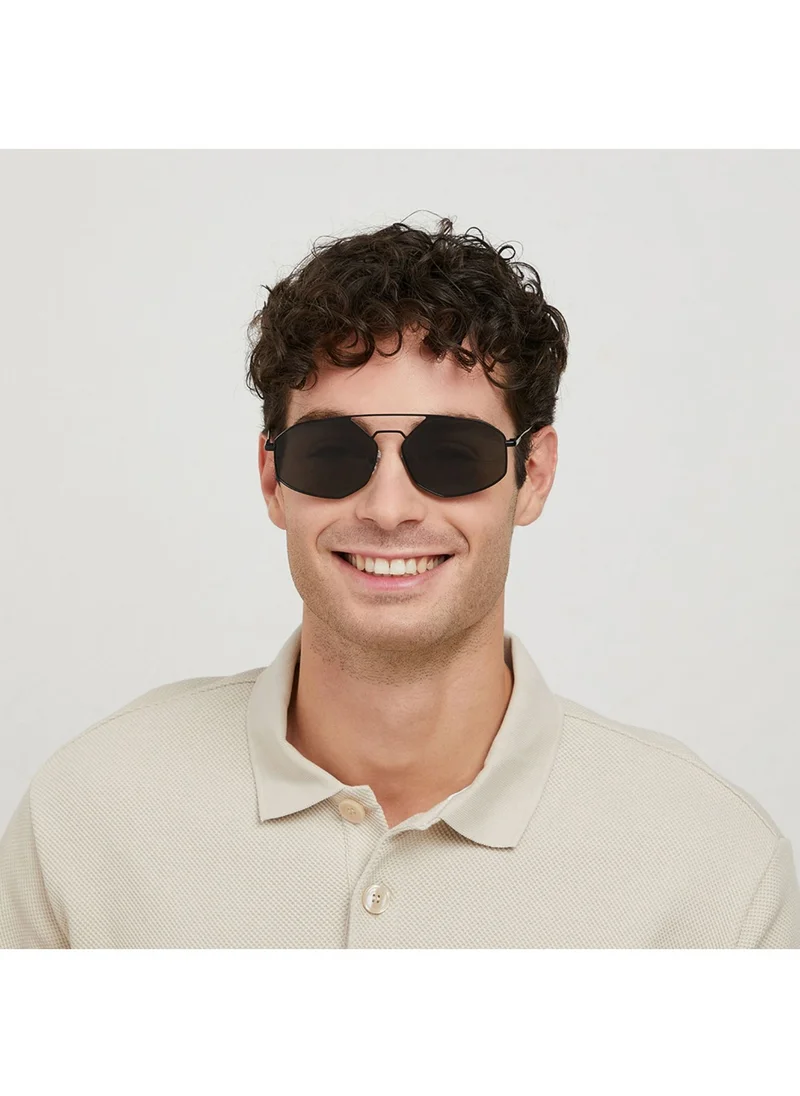 30Sundays POIRET - La French Collection Men Gray Sunglasses - Frame Material: Metal - Lens Color: Gray- Frame Color: Black - Full Rim