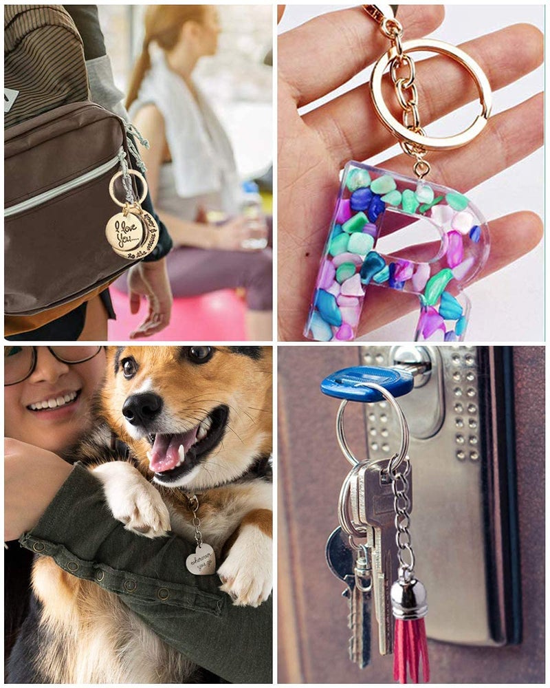 DIY Crafts DIY Crafts 10X Pcs, Silver, Split Key Ring with Chain Set, Metal Flat Keychain Rings 1 Inch with Open Jump Rings and Screw Eye Pins Bulk, Colors, for Resin Jewelry (10X Pcs, Silver)  - Image 5