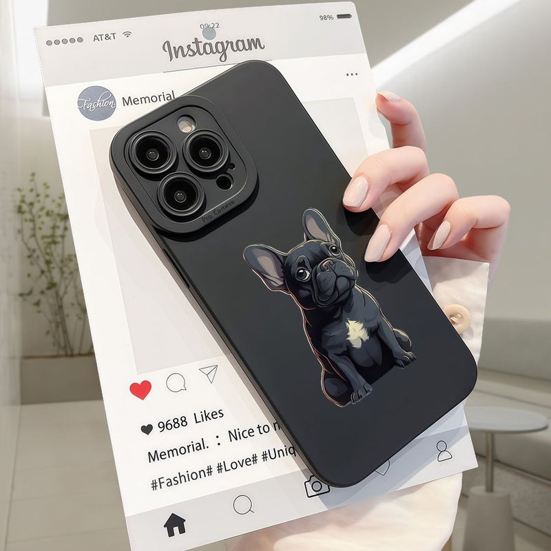 Black TPU Minimalist French Bulldog Phone Case for iPhone 16 Plus - Image 3