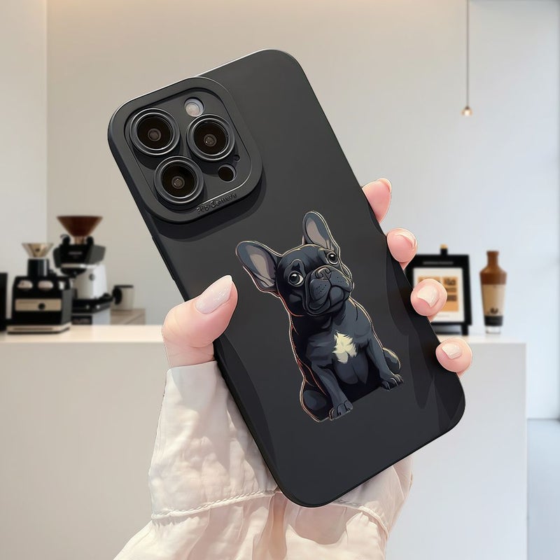 Black TPU Minimalist French Bulldog Phone Case for iPhone 16 Plus - Image 4