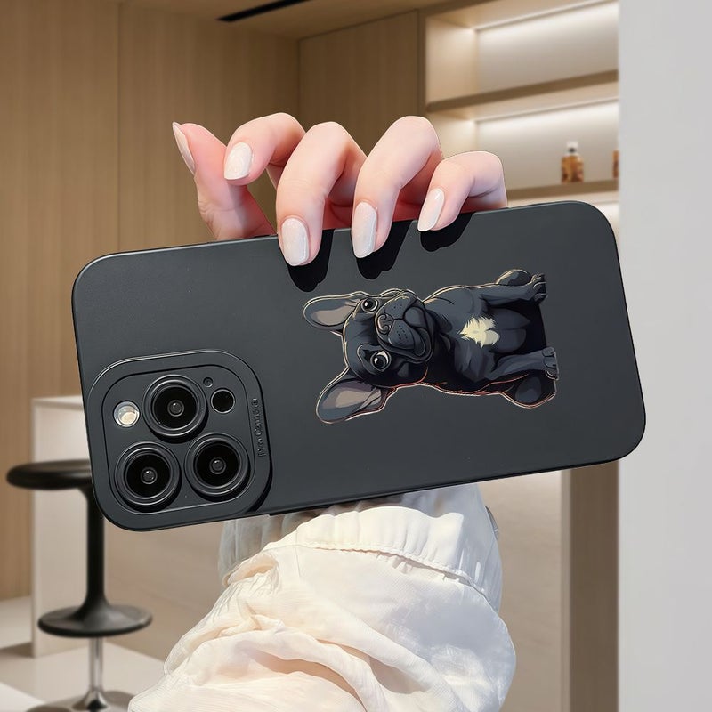 Black TPU Minimalist French Bulldog Phone Case for iPhone 16 Plus - Image 2