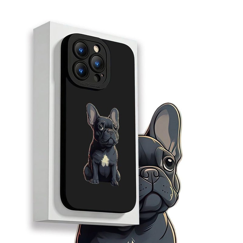 Black TPU Minimalist French Bulldog Phone Case for iPhone 16 Plus - Image 1