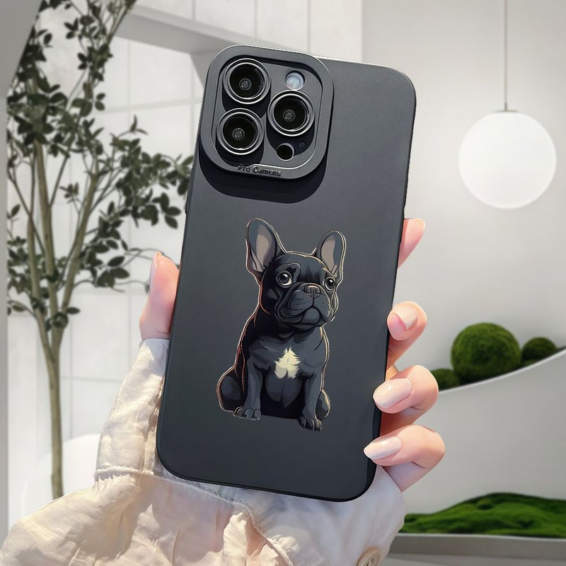 Black TPU Minimalist French Bulldog Phone Case for iPhone 16 Plus - Image 5