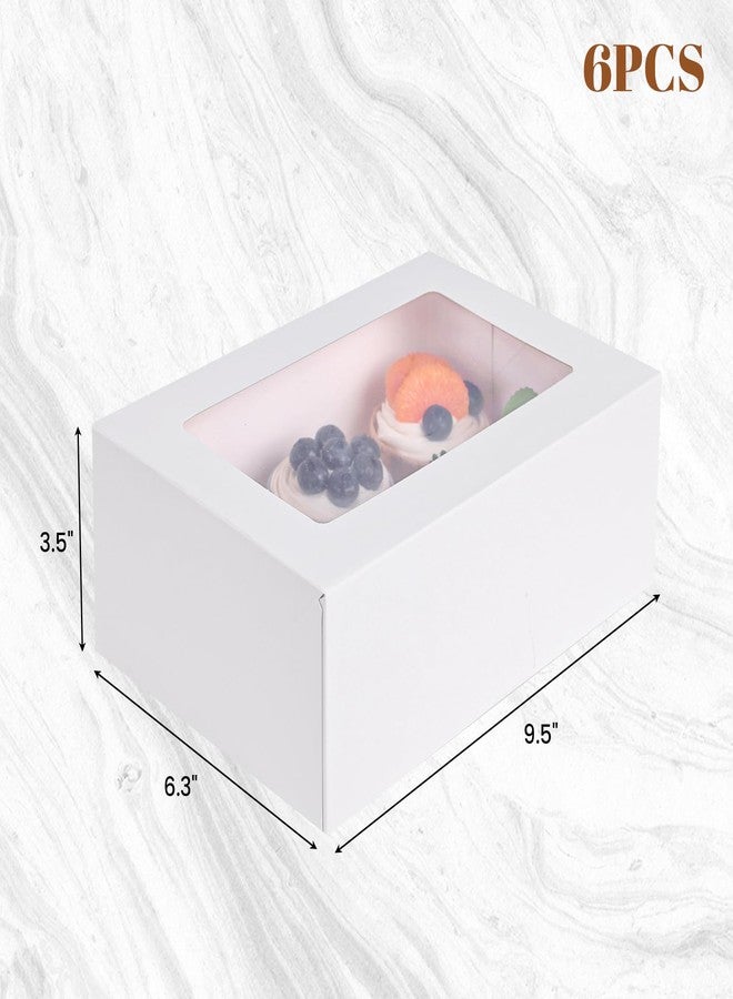 هانزغو علب كب كيك هانزجو، 6 قطع، علب كب كيك بيضاء بنافذة، مناسبة للكعك والفراولة، لوازم حفلات، 9.5 × 6.3 × 3.5 بوصة - Image 2