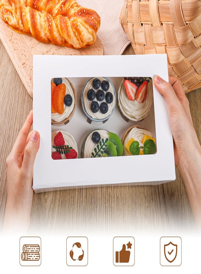 هانزغو علب كب كيك هانزجو، 6 قطع، علب كب كيك بيضاء بنافذة، مناسبة للكعك والفراولة، لوازم حفلات، 9.5 × 6.3 × 3.5 بوصة - Image 4