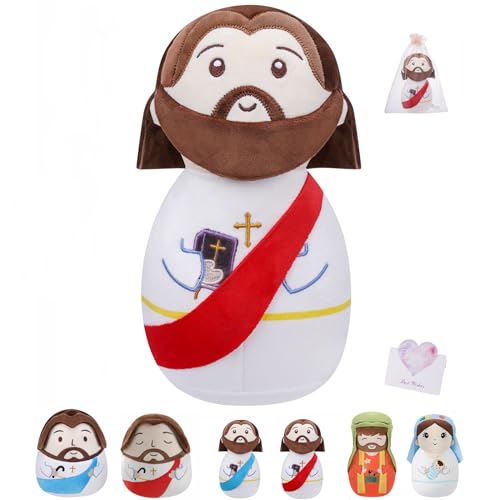 LeYoHa Jesus Plush Doll Christian Gifts Baptism Gift for Kids Classic Religious Savior My Friend Jesus Stuffed Doll Toys with Bible 10 Inch - Image 1