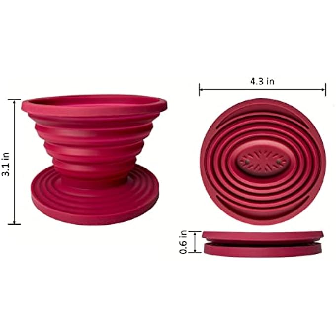 Attsky 2 Pieces Collapsible Pour Over Coffee Dripper For Camp Coffee Reusable Silicone Coffee Filter Holder For Camping Red - Image 5