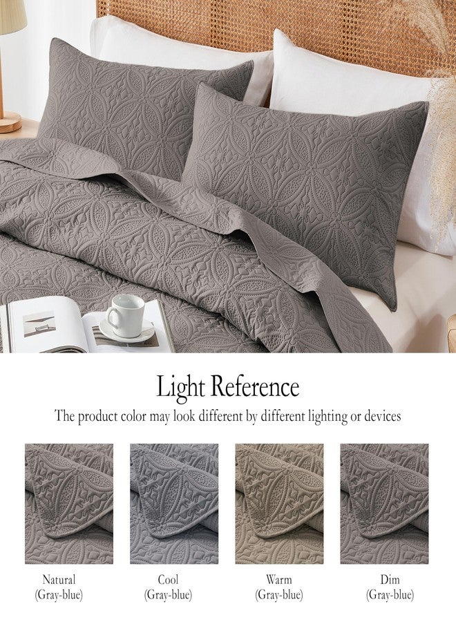 WURUIBO Full/Queen Quilt Set Dark Gray, Microfiber Lightweight Bedspreads, Ultrasonic Embossed Solid Coverlet, Thin Bedding Set for All Season, Soft Breathable Bed Cover(1 Quilt, 2 Pillow Shams) - Image 4