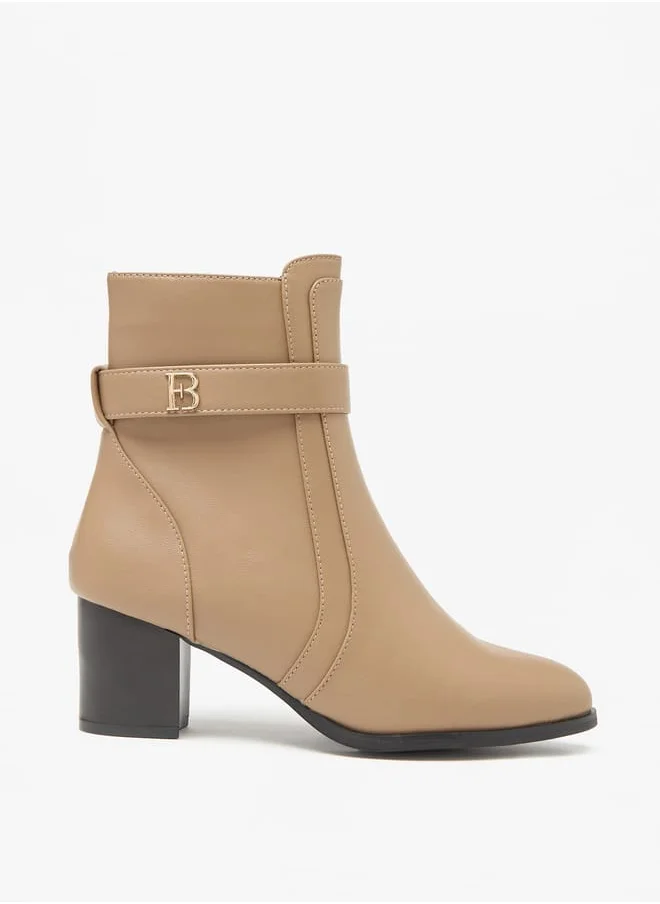 Flora Bella By Shoexpress Solid Boots with Zip Closure and Block Heels