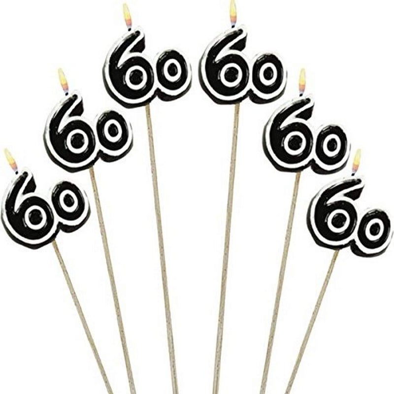 amscan The Party Continuous 60th Birthday Party Molded Candle on a Stick Decoration Pack of 6 Multi 9 12 Wax stick