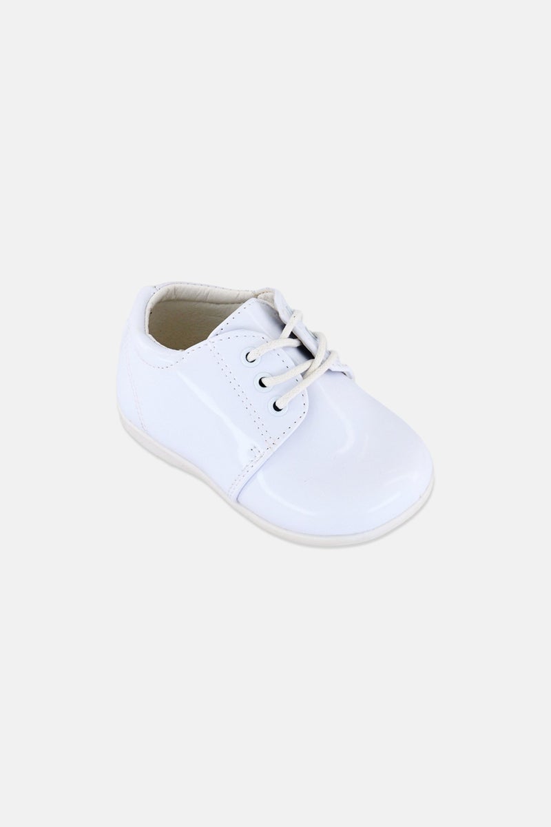 Josmo Toddlers Boy Lace Up Patent Causal Shoes, White - Image 1