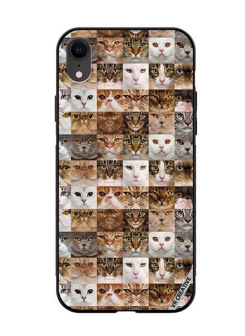 Protective Case Cover For Apple iPhone XR Cat Faces Design Multicolour