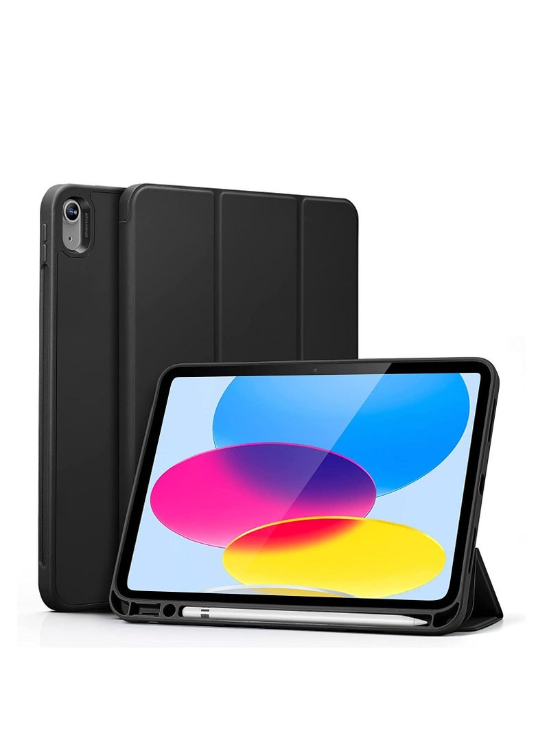 جينيكست حامل ذكي واقٍ ناعم من البولي يوريثان الحراري ثلاثي الطي مع غطاء حامل قلم رصاص لجهاز iPad 10th Generation 10.9 Inch (2022) - Image 1