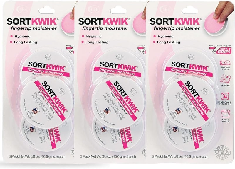 Sortkwik LEE Fingertip Moistener, Hygienic and Odorless, Enhances Grip for Accurate Counting and Sorting, Non-Greasy Formula, Ideal for Office and Home Use – 9-Pack, 3/8 oz - Image 1